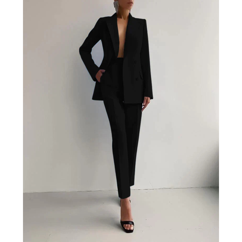 Frauen Blazer und Hose Set – Doppelreihiger Maßanzug