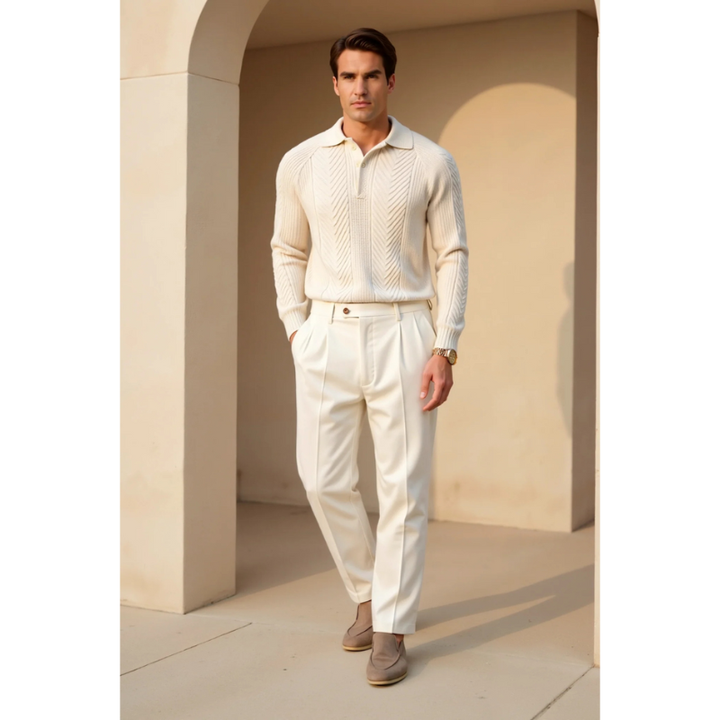 Louis Retro Pullover – Einfarbiger, Langärmliger Stil