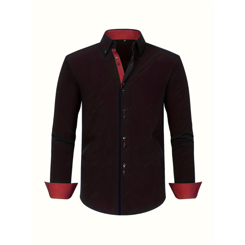 Herrenhemd – Doppelreihiges Design mit Stretch und Kontrastärmel