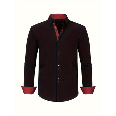 Herrenhemd – Doppelreihiges Design mit Stretch und Kontrastärmel