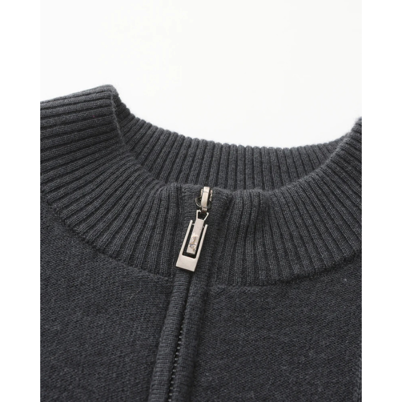 100% Kaschmir Gerippter Half-Zip Pullover