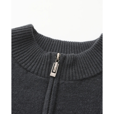 100% Kaschmir Gerippter Half-Zip Pullover