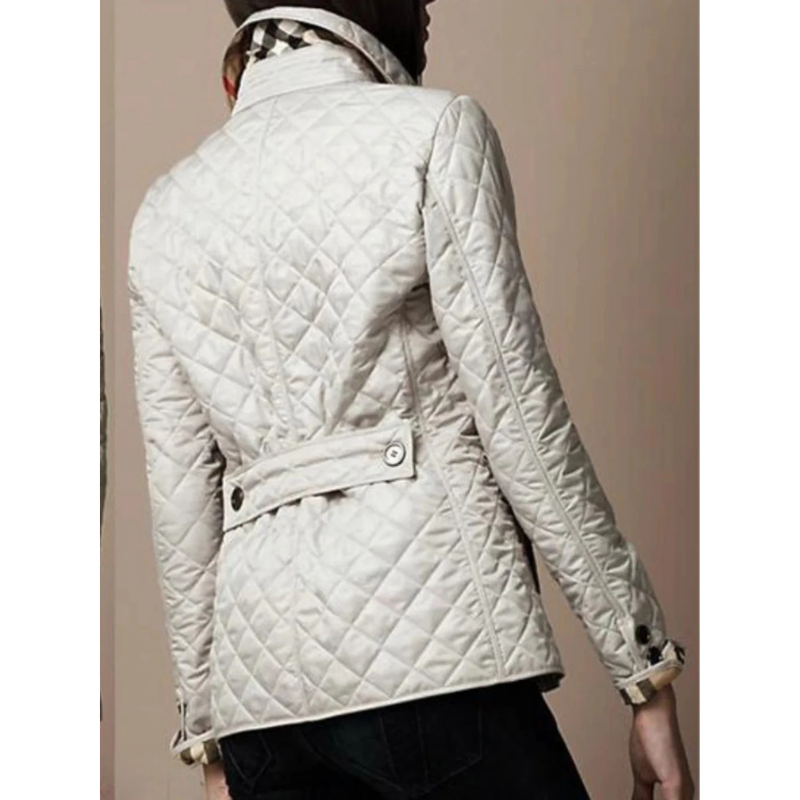 Gestepptes Damenjacke mit Umgeschlagenem Kragen