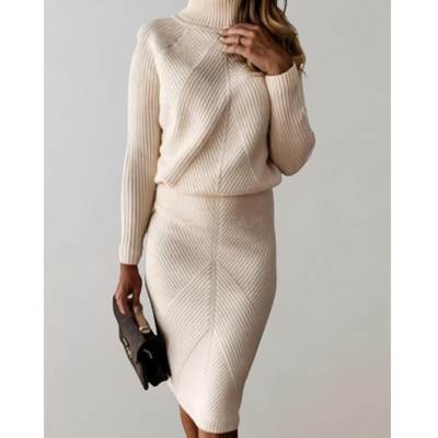 Elegantes Damen-Zweiteiliges Set – Rollkragenpullover und Schmaler Rock