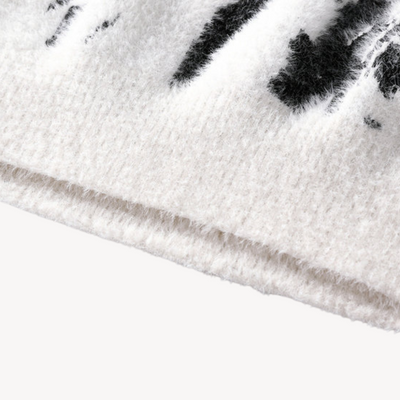 Herren Fuzzy Strickpullover – Wollmix mit exklusivem Tierdesign