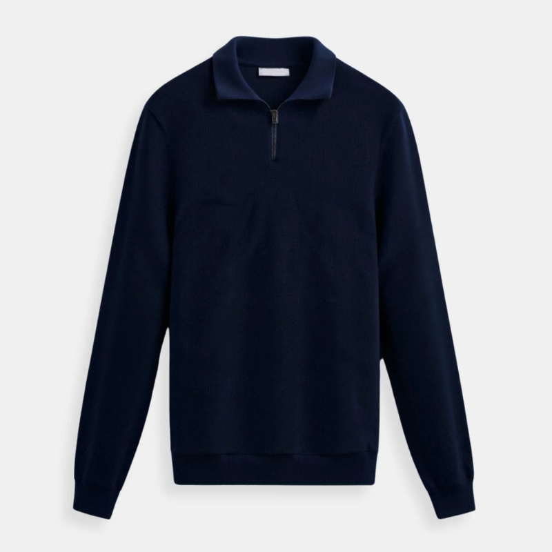 Emiel Klassischer Gestrickter Zip-Pullover aus Wollmix