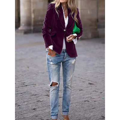 Samtkleid Damen Blazer mit Goldknöpfen