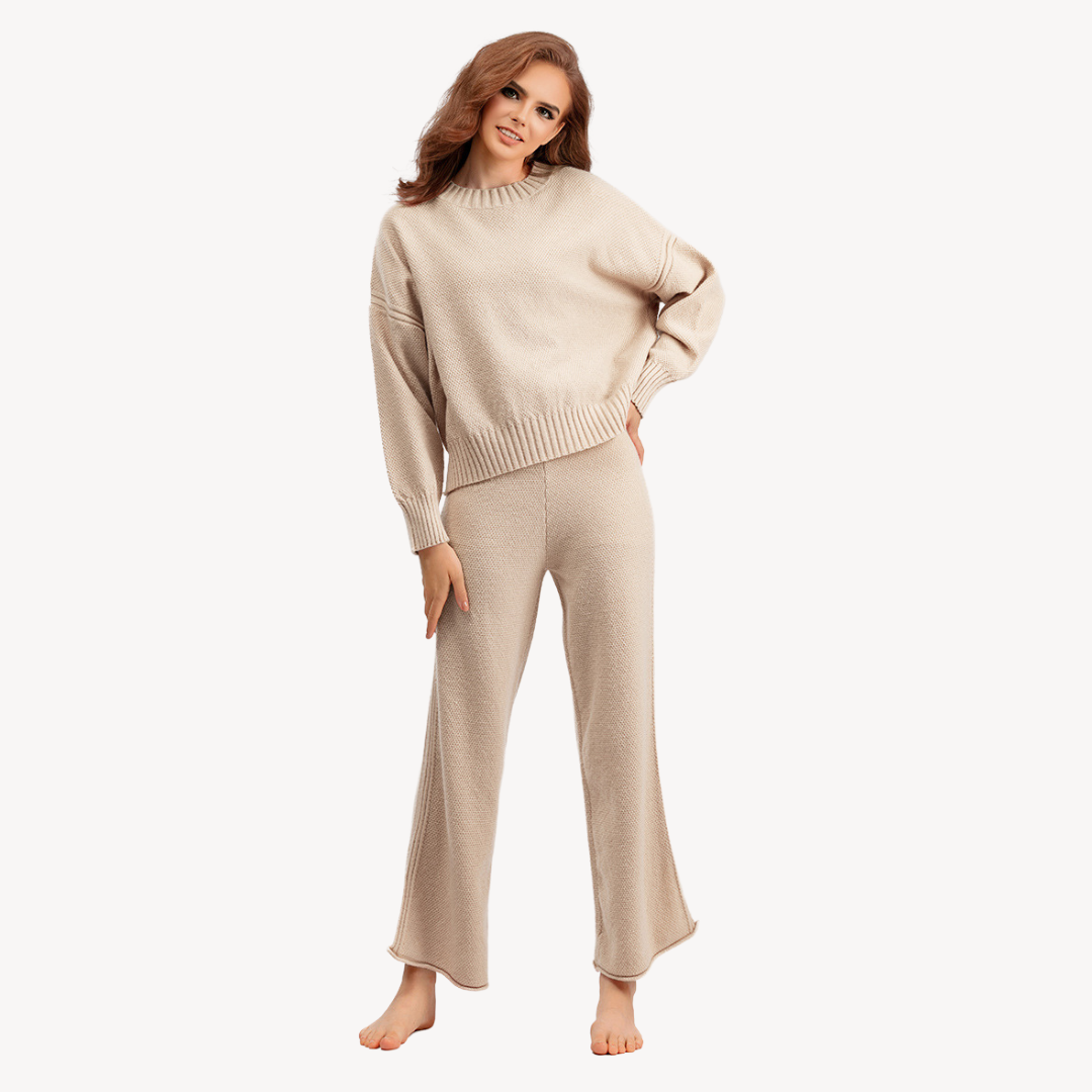 Damen Oversized Strick-Lounge-Set – Pullover & Weite Hose