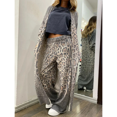 Leopardenprint Damen-Set – Ärmelloses Oberteil und Weite Hose