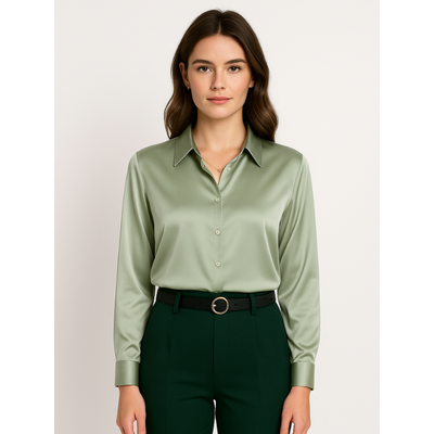 Elegante Satinbluse für Damen mit Knopfdetails – Zeitloses Design