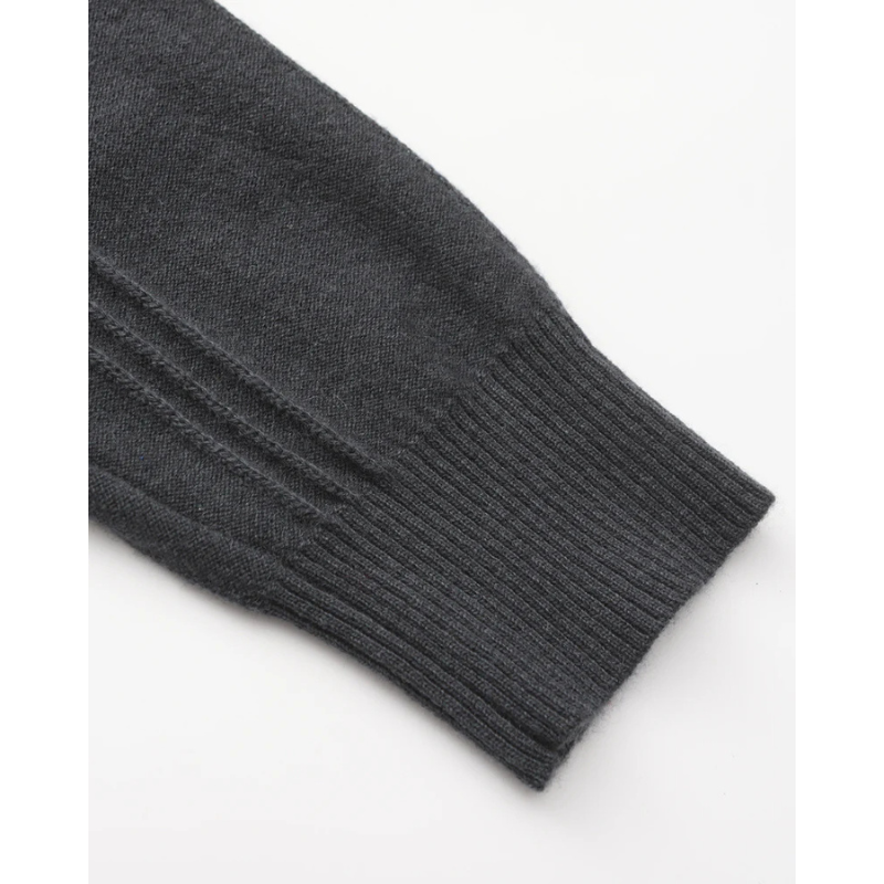 100% Kaschmir Gerippter Half-Zip Pullover