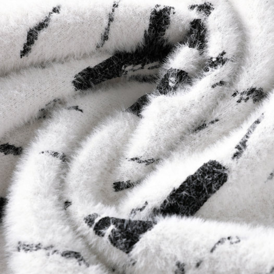 Herren Fuzzy Strickpullover – Wollmix mit exklusivem Tierdesign