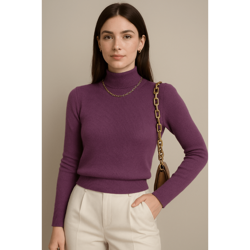 Livia Rippenstrick Halber Rollkragen – Slim Fit Pullover für Damen