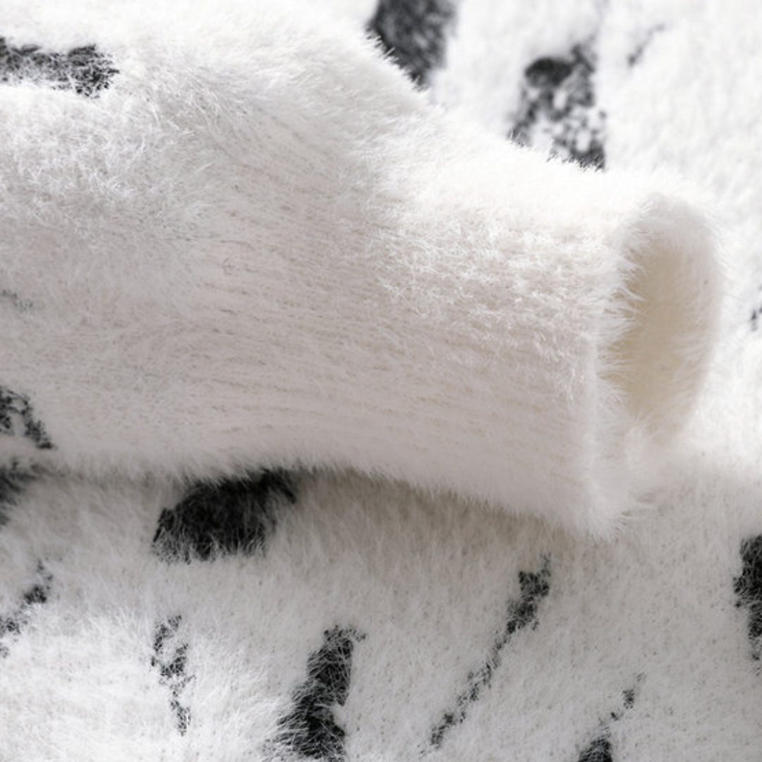 Herren Fuzzy Strickpullover – Wollmix mit exklusivem Tierdesign