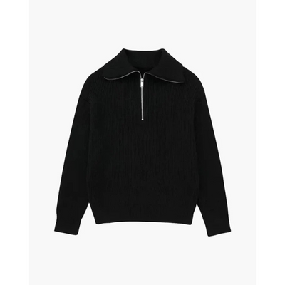 Gestreifter Strick-Pullover mit Reißverschluss