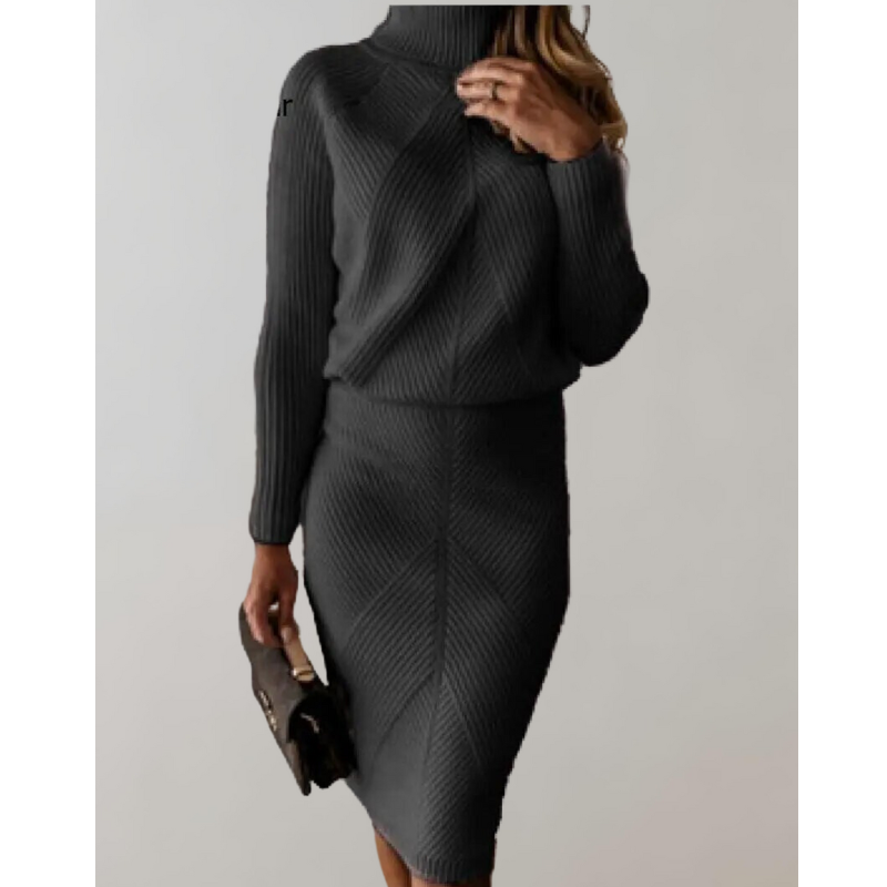 Elegantes Damen-Zweiteiliges Set – Rollkragenpullover und Schmaler Rock