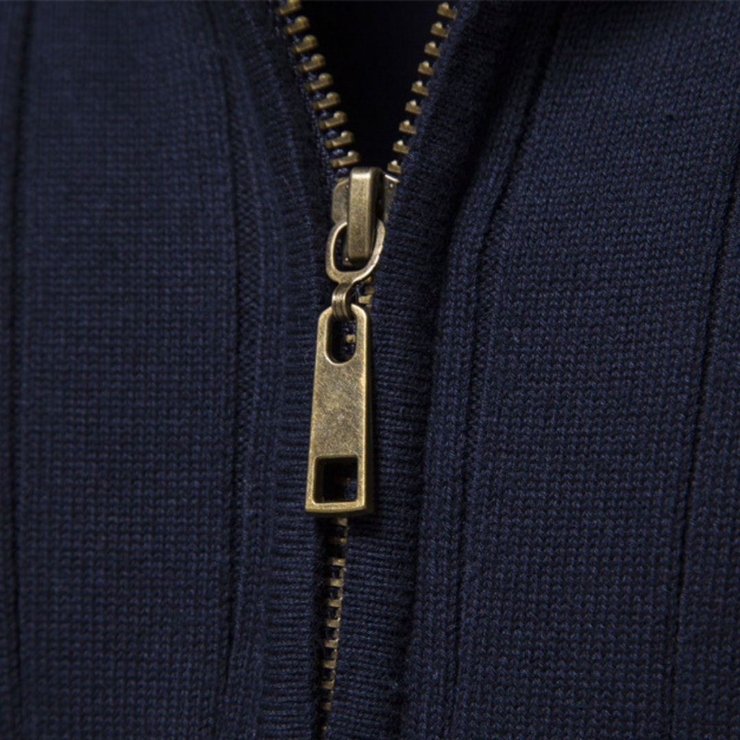 Herre Rippenstruktur Baumwoll-Half-Zip Pullover