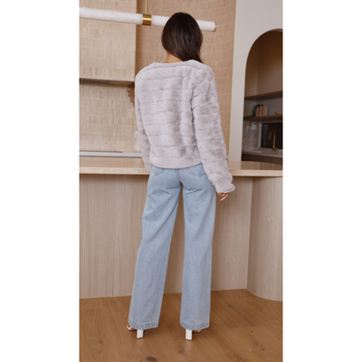 Chic Moderne Damenjacke aus Kunstfell – Luxuriöser Cropped-Stil