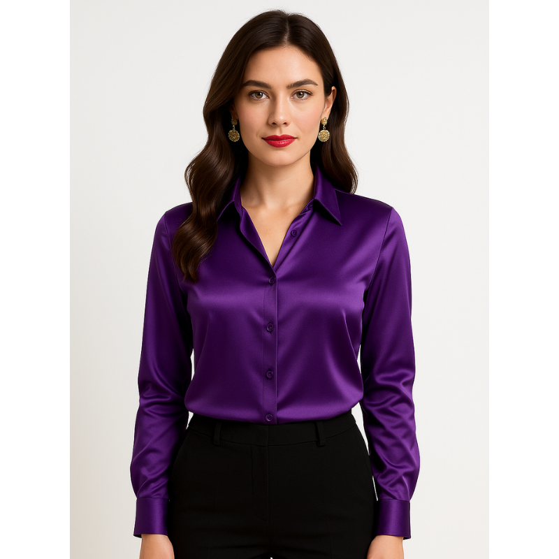 Elegante Satinbluse für Damen mit Knopfdetails – Zeitloses Design