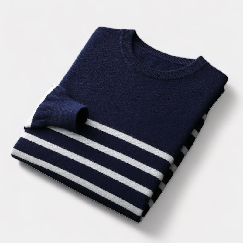 Navy Merino Wool Pullover – Timeless Elegance for Men