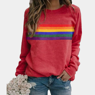 Damen Sweatshirt mit Regenbogenstreifen – Bequemlichkeit trifft auf Farbe