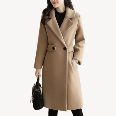 Eleganter Woll-Trenchcoat für Damen – Stilvoller Wintermantel mit Gürtel