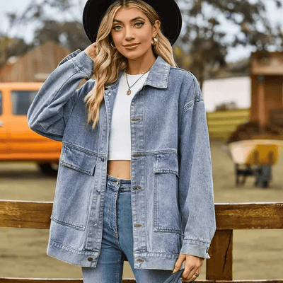 Damen Oversized Jeansjacke – Stilvolles und Zeitloses Design