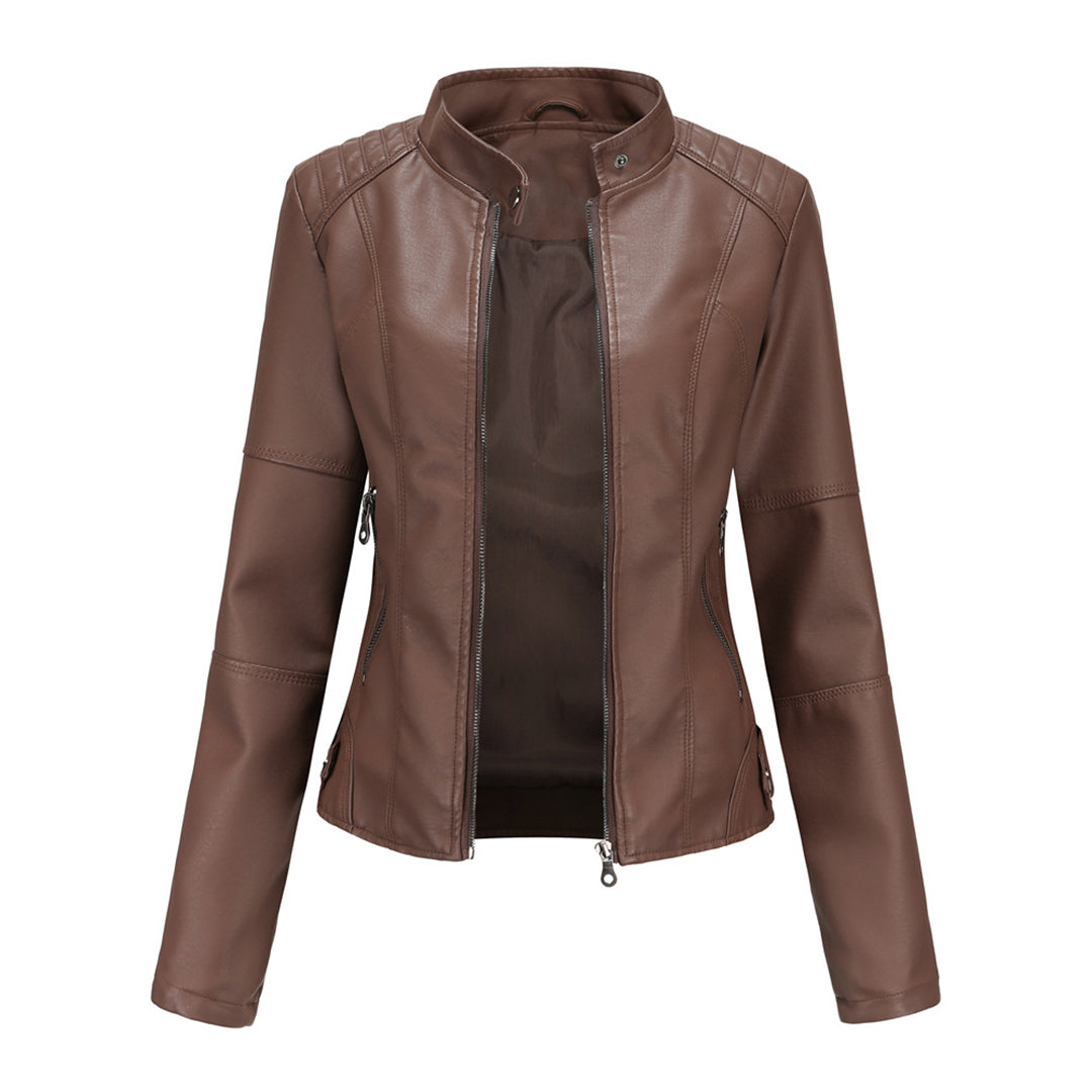Elegante Taillierte Lederjacke für Damen – Zeitloses Design