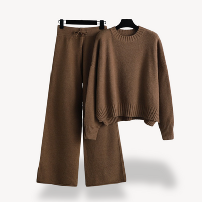 Damen Oversized Strick-Lounge-Set – Pullover & Weite Hose