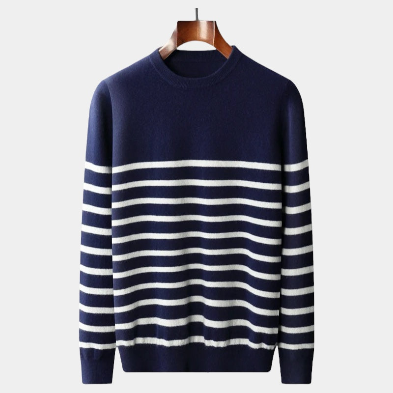 Navy Merino Wool Pullover – Timeless Elegance for Men