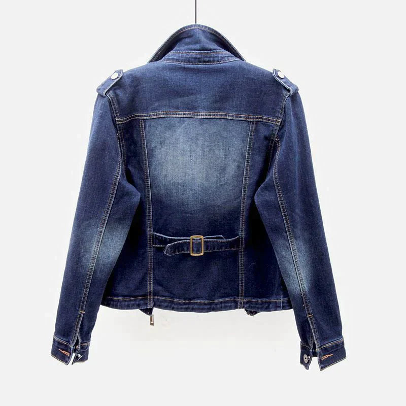 Jeza Denim Damenjacke mit auffälligem Kragen