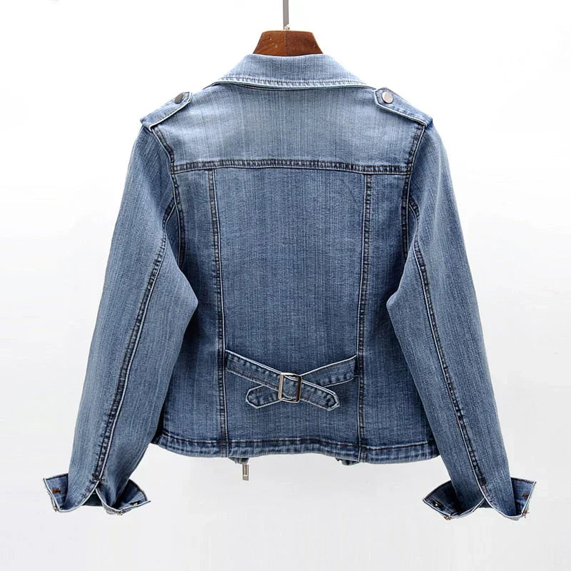 Jeza Denim Damenjacke mit auffälligem Kragen