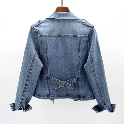 Jeza Denim Damenjacke mit auffälligem Kragen