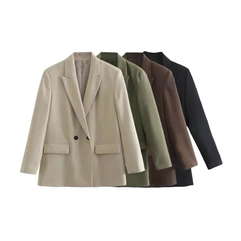 Valeria Damen Oversized Doppelreiher Blazer Mantel