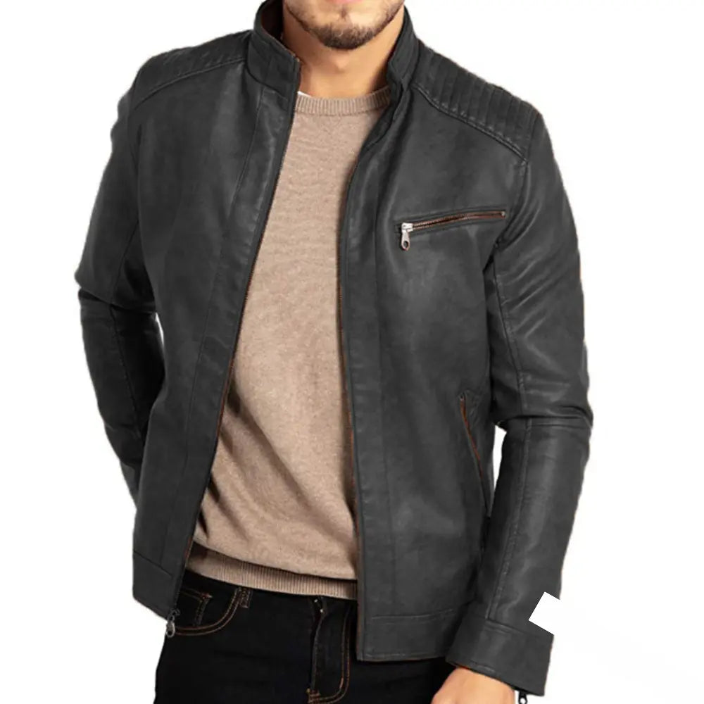 Herren Winddichte Lederjacke – Elegant & Umweltfreundlich