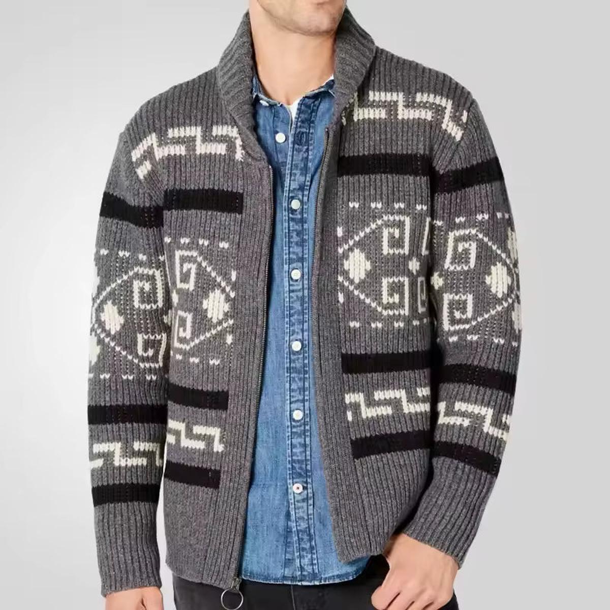 Herren Strickjacke aus Wollmischung mit Reißverschluss – Elegant und Bequem