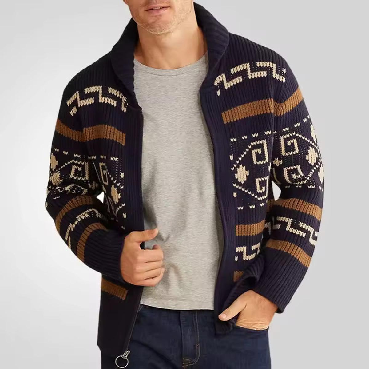 Herren Strickjacke aus Wollmischung mit Reißverschluss – Elegant und Bequem