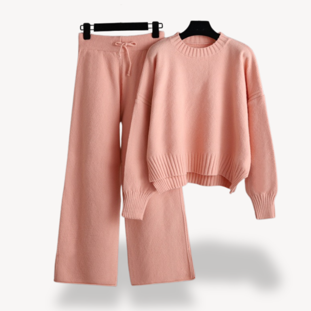 Damen Oversized Strick-Lounge-Set – Pullover & Weite Hose