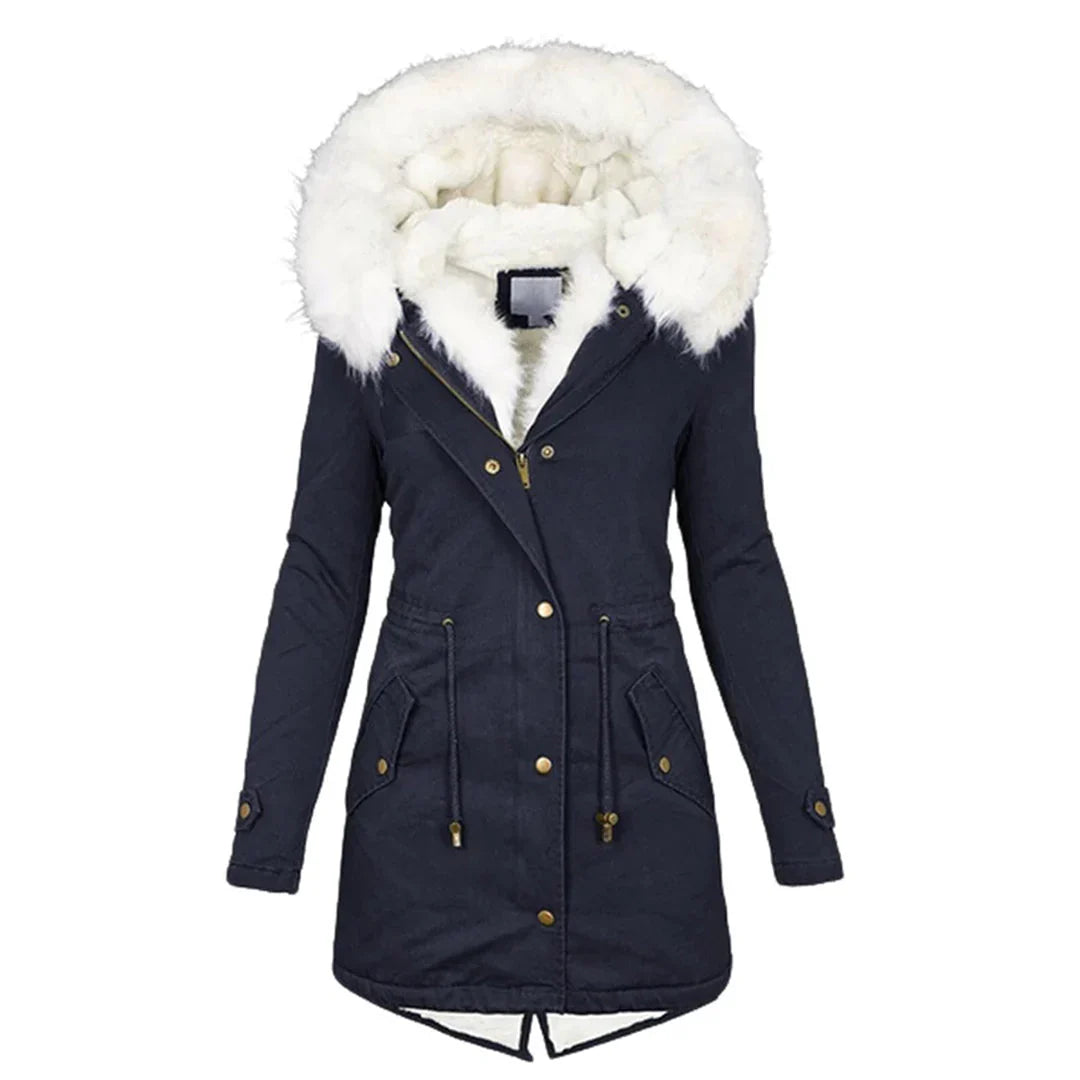 LOUISE – Lange Damen Winterjacke mit Kapuze