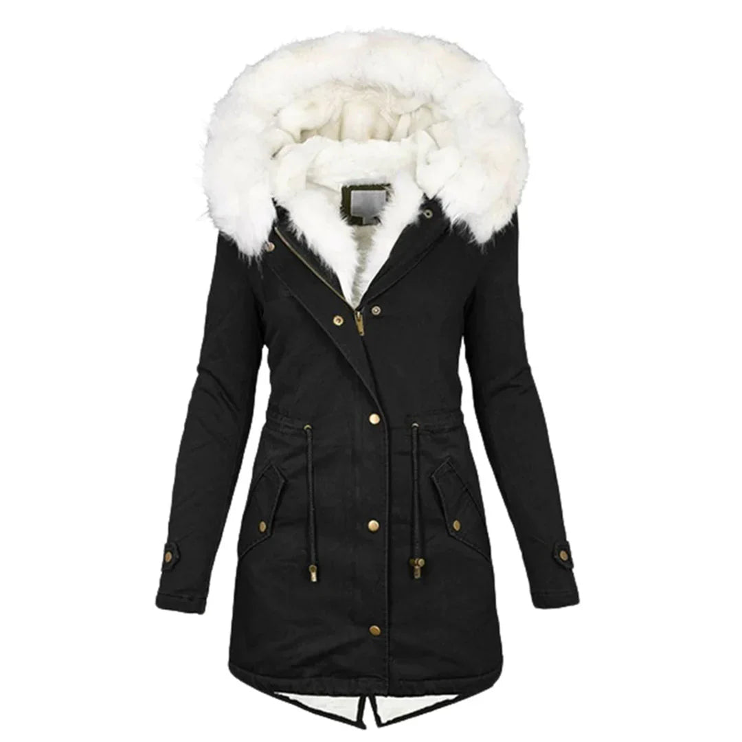 LOUISE – Lange Damen Winterjacke mit Kapuze
