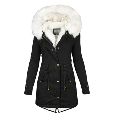 LOUISE – Lange Damen Winterjacke mit Kapuze