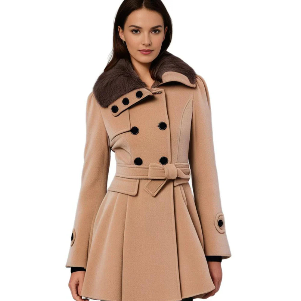 Eliza Luxe Fur Trim Coat