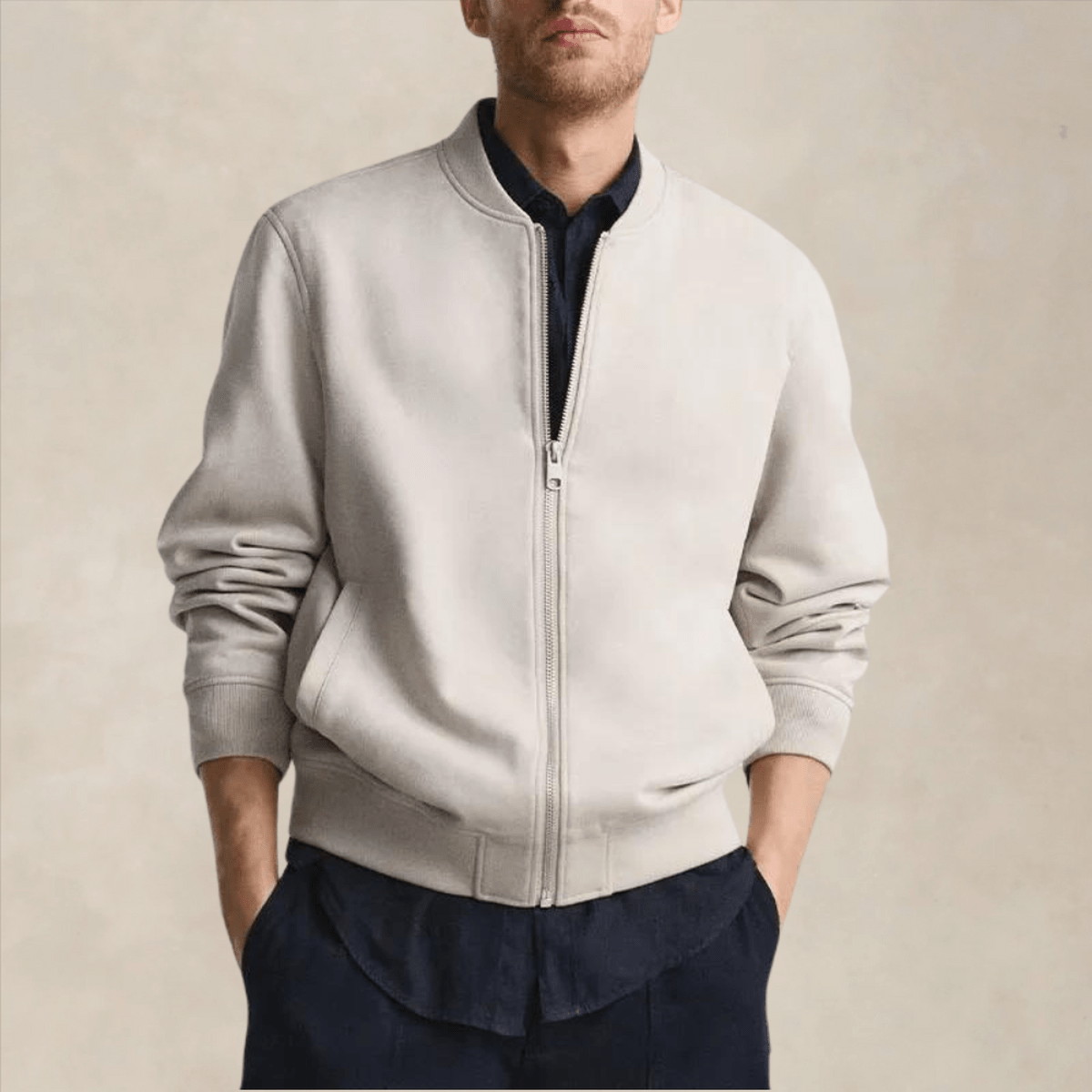 Herren Bomberjacke mit Rippbündchen – Elegant & Lässig