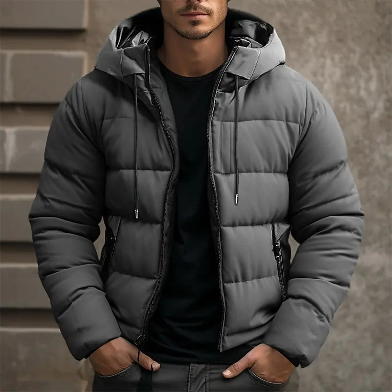 Herren Leichte, Warme und Moderne Gewatteierte Pufferjacke mit Kapuze