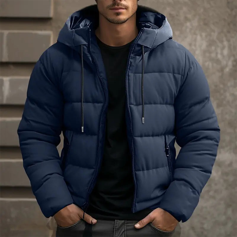 Herren Leichte, Warme und Moderne Gewatteierte Pufferjacke mit Kapuze