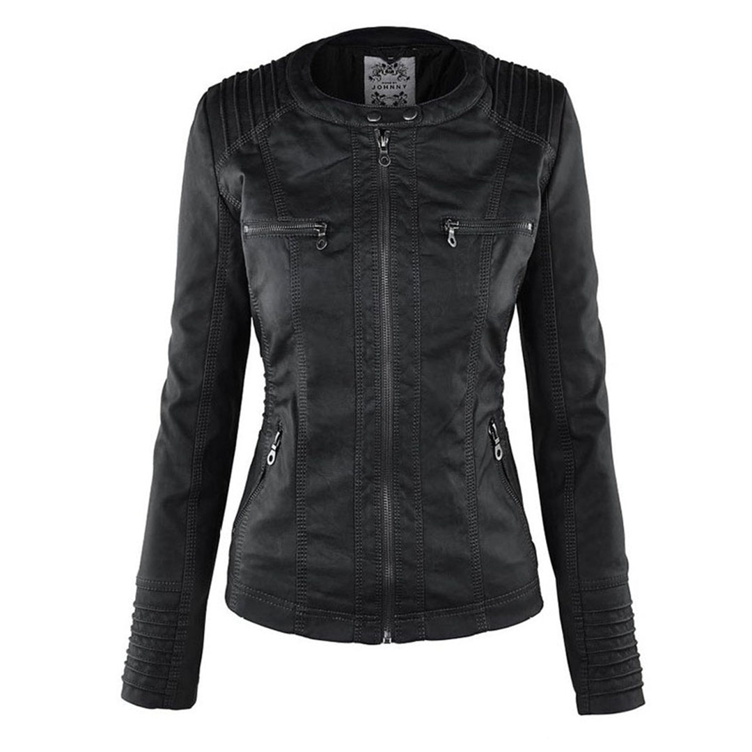 Stilvolle und Zeitlose Damen Lederjacke mit Kapuze