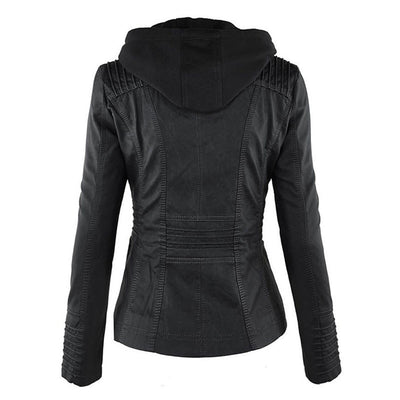 Stilvolle und Zeitlose Damen Lederjacke mit Kapuze