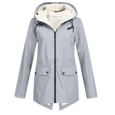 Damen Wasserabweisender Trenchcoat mit Kapuze und Fleece-Innenfutter