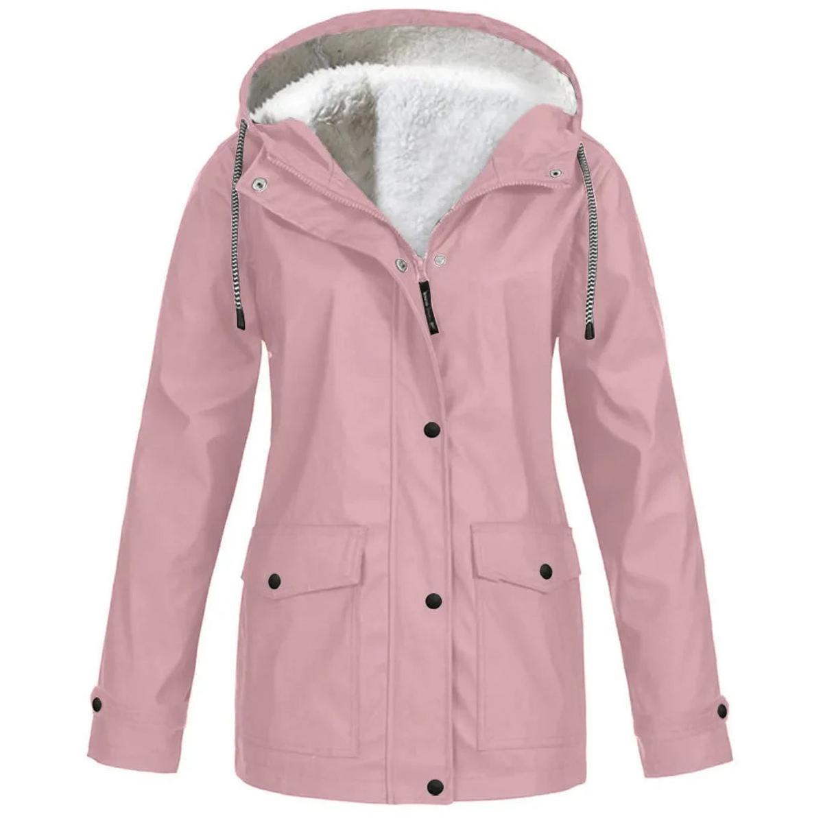 Damen Outdoor-Jacke mit Kapuze – Wasserdicht, Winddicht und Fleece-Futter