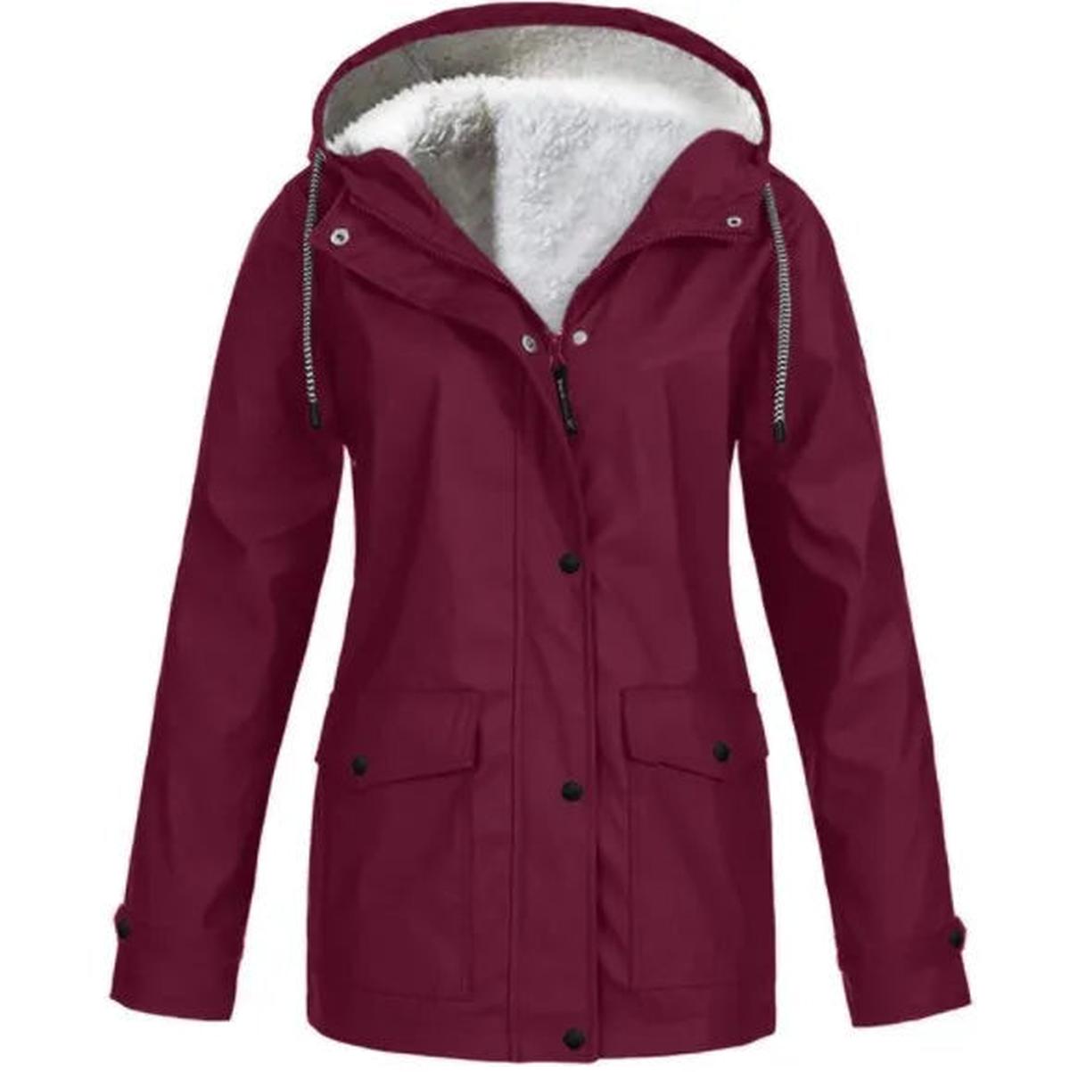 Damen Outdoor-Jacke mit Kapuze – Wasserdicht, Winddicht und Fleece-Futter